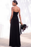 Sheath Navy Velvet Sweetheart Long Wedding Guest Dress with Slit