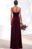 Sheath Navy Velvet Sweetheart Long Wedding Guest Dress with Slit