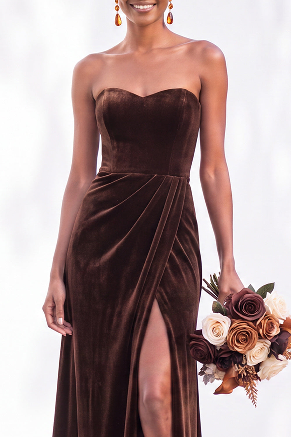 Sheath Navy Velvet Sweetheart Long Wedding Guest Dress with Slit