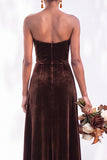 Sheath Navy Velvet Sweetheart Long Wedding Guest Dress with Slit