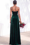 Sheath Navy Velvet Sweetheart Long Wedding Guest Dress with Slit
