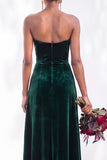 Sheath Navy Velvet Sweetheart Long Wedding Guest Dress with Slit