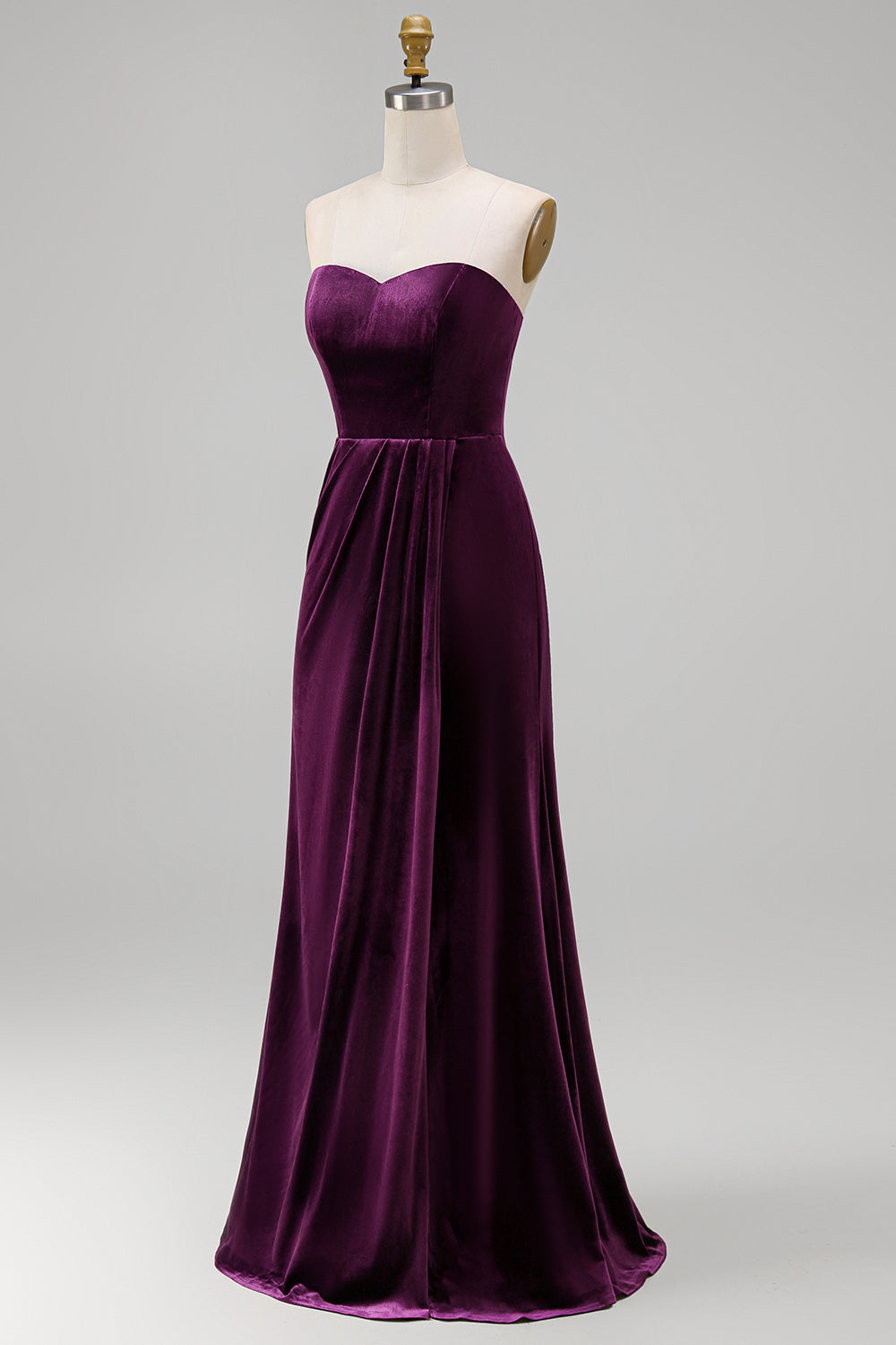 Sheath Navy Velvet Sweetheart Long Wedding Guest Dress with Slit