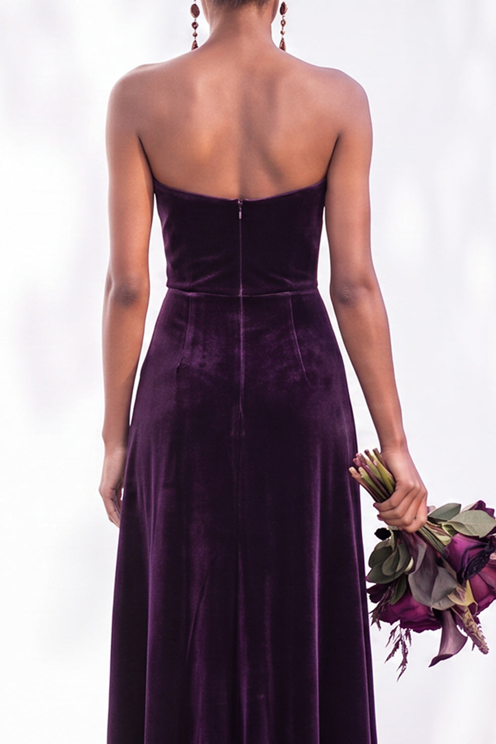 Sheath Navy Velvet Sweetheart Long Wedding Guest Dress with Slit