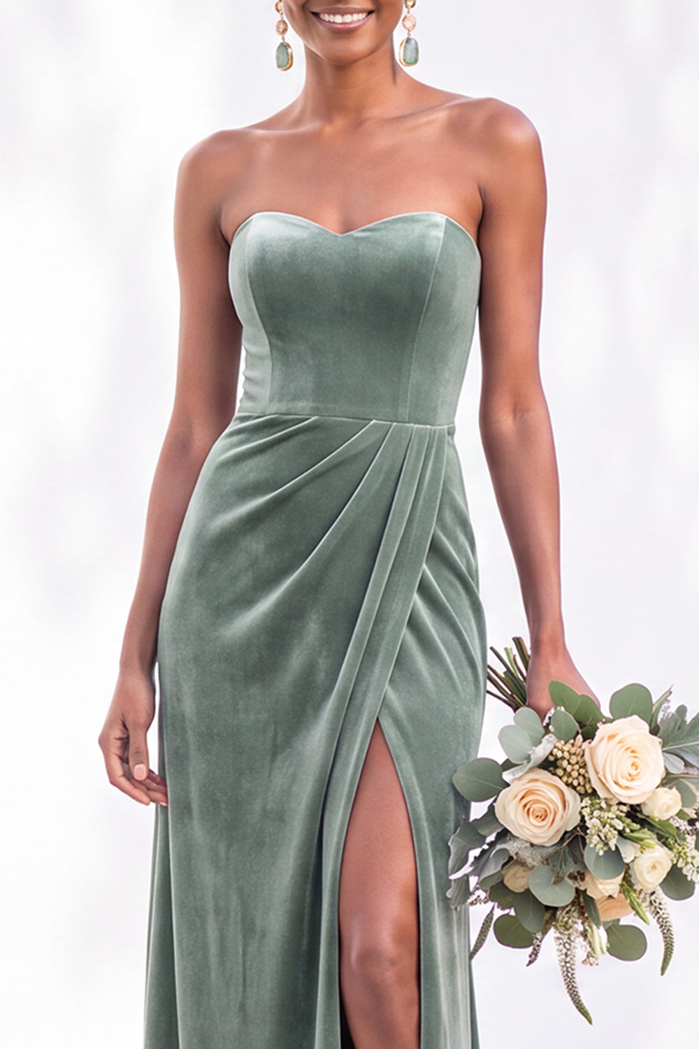 Sheath Navy Velvet Sweetheart Long Wedding Guest Dress with Slit