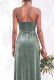 Sheath Navy Velvet Sweetheart Long Wedding Guest Dress with Slit