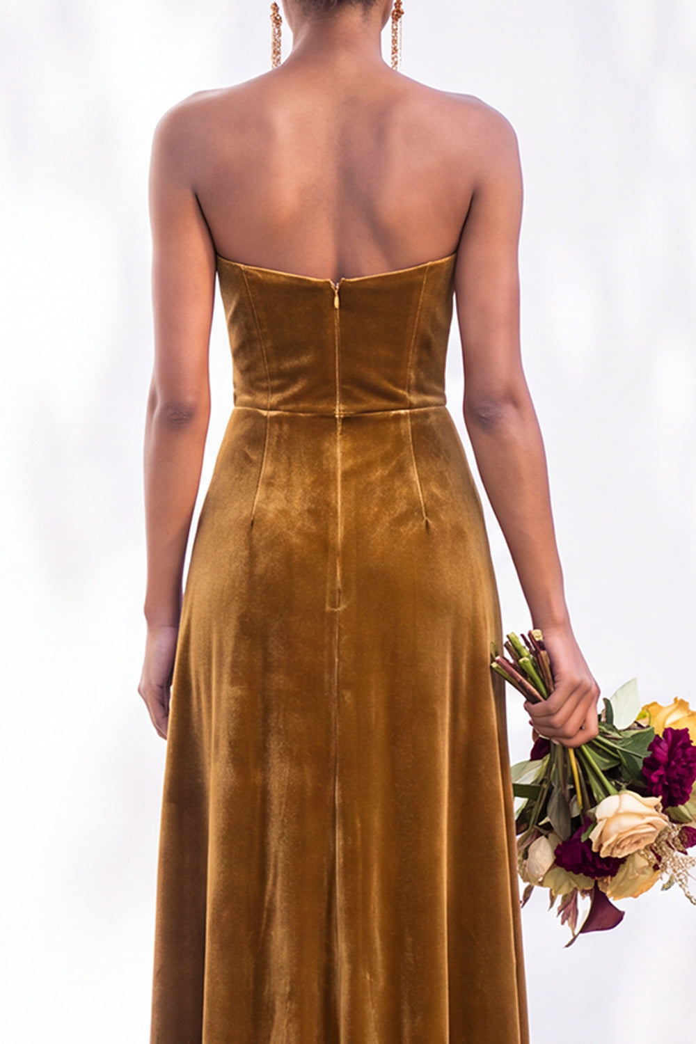 Sheath Navy Velvet Sweetheart Long Wedding Guest Dress with Slit