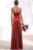 Sheath Navy Velvet Sweetheart Long Wedding Guest Dress with Slit