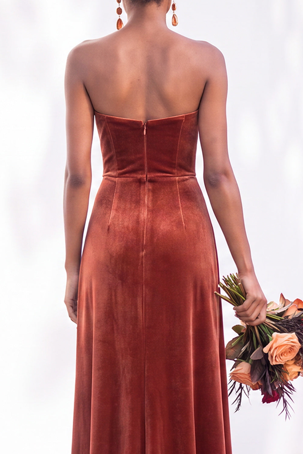 Sheath Navy Velvet Sweetheart Long Wedding Guest Dress with Slit