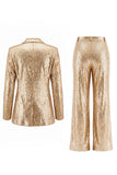 Sparkly Champagne Sequins Shawl Lapel 2 Piece Prom Suits
