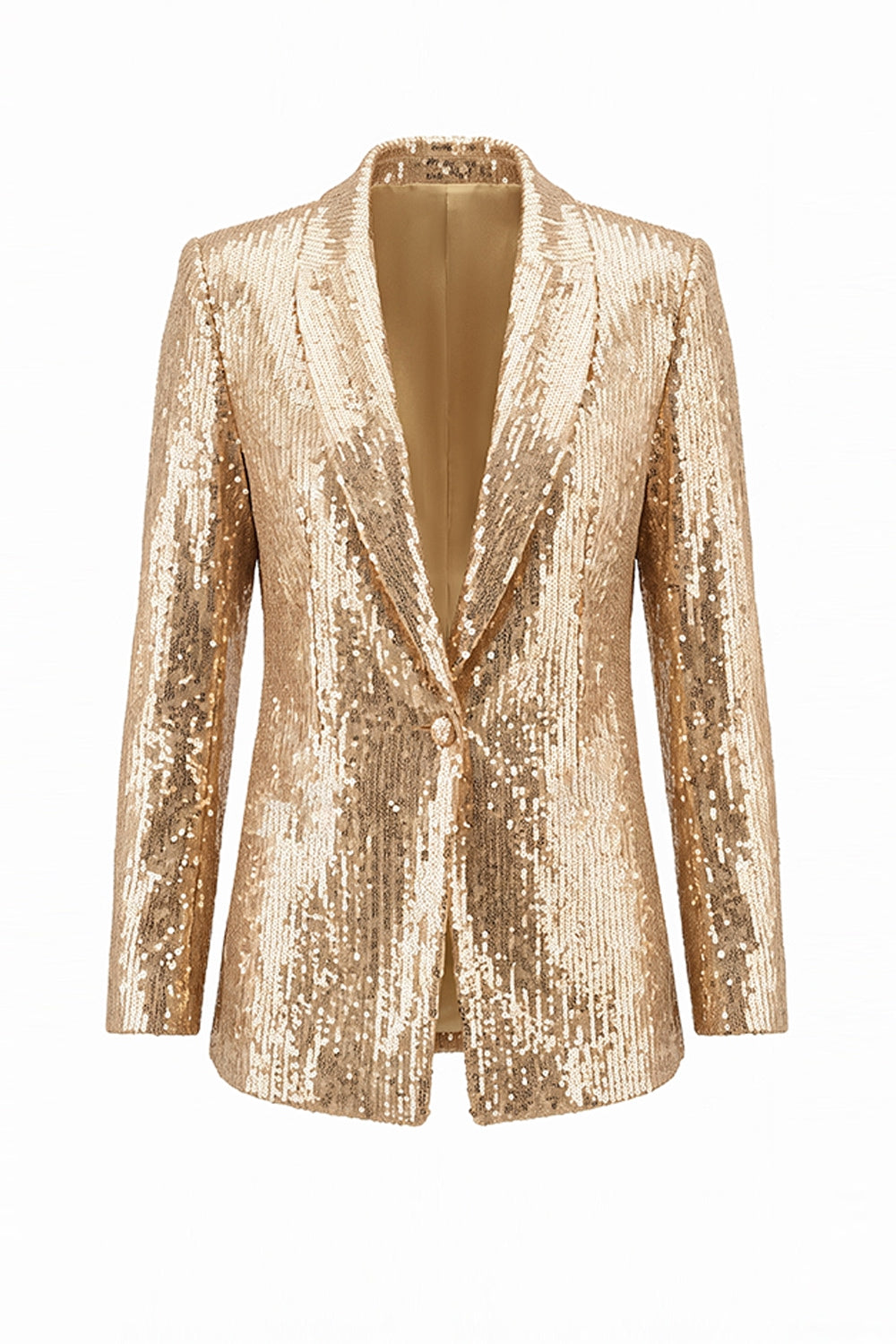 Sparkly Champagne Sequins Shawl Lapel 2 Piece Prom Suits