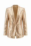 Sparkly Champagne Sequins Shawl Lapel 2 Piece Prom Suits
