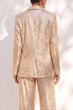 Sparkly Champagne Sequins Shawl Lapel 2 Piece Prom Suits