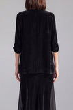 Black One Button Velvet Shawl Lapel 2 Piece Blazer Dress