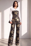 Black Golden Floral Lapel Slim Fit 2 Piece Work Suits