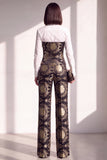 Black Golden Floral Lapel Slim Fit 2 Piece Work Suits