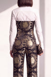 Black Golden Floral Lapel Slim Fit 2 Piece Work Suits