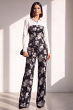 Black Golden Floral Lapel Slim Fit 2 Piece Work Suits