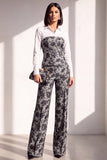 Black Golden Floral Lapel Slim Fit 2 Piece Work Suits