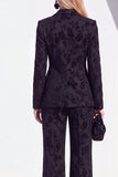 Floral Black Peak Lapel Slim Fit 2 Piece Work Suits