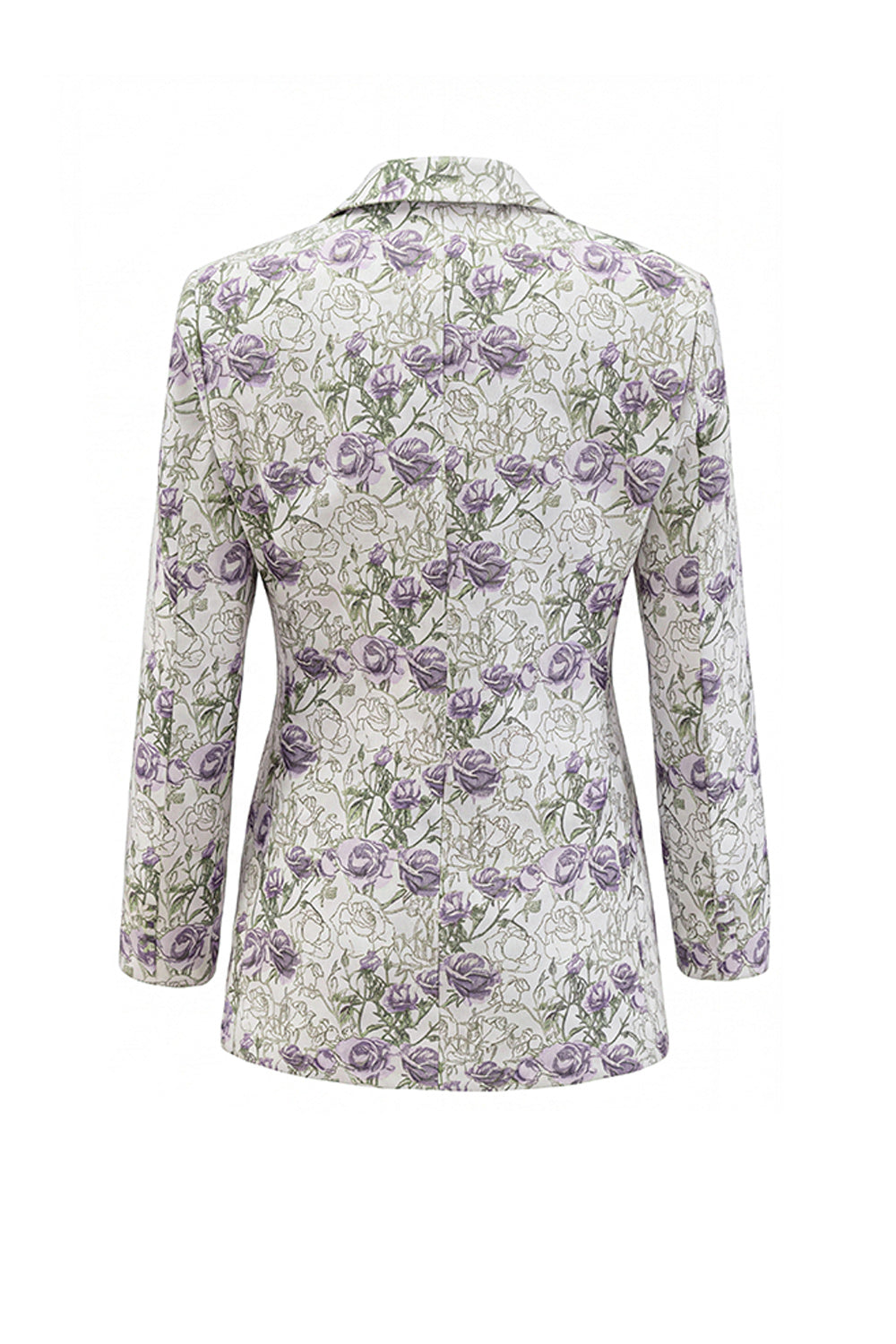 White Purple Flower 2 Piece Peak Lapel 3/4 Sleeves Women Suits