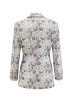 White Purple Flower 2 Piece Peak Lapel 3/4 Sleeves Women Suits