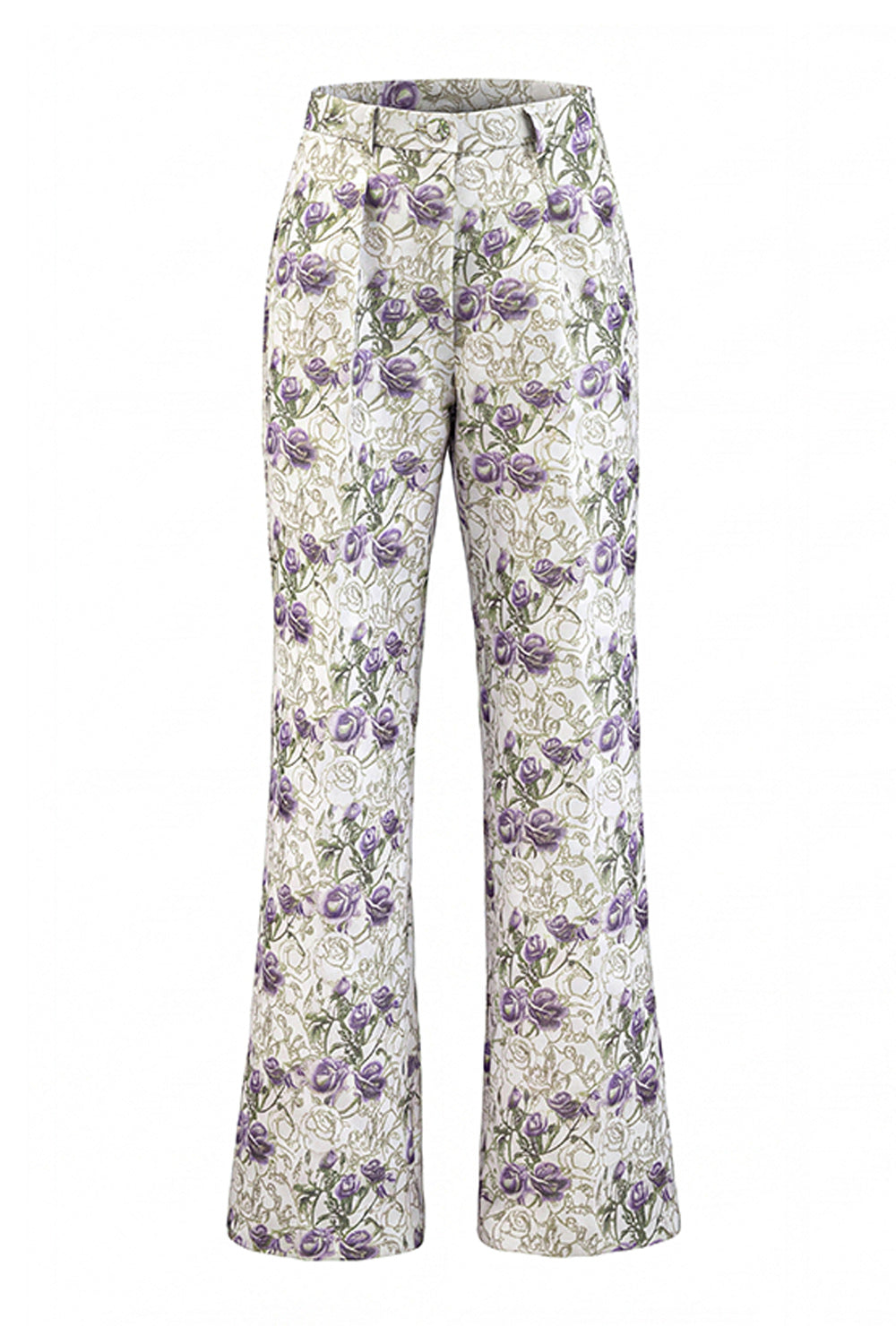 White Purple Flower 2 Piece Peak Lapel 3/4 Sleeves Women Suits