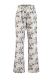 White Purple Flower 2 Piece Peak Lapel 3/4 Sleeves Women Suits