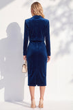 Velvet Burgundy Notched Lapel Single Breasted 2 Piece Blazer Dress