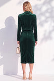 Velvet Burgundy Notched Lapel Single Breasted 2 Piece Blazer Dress
