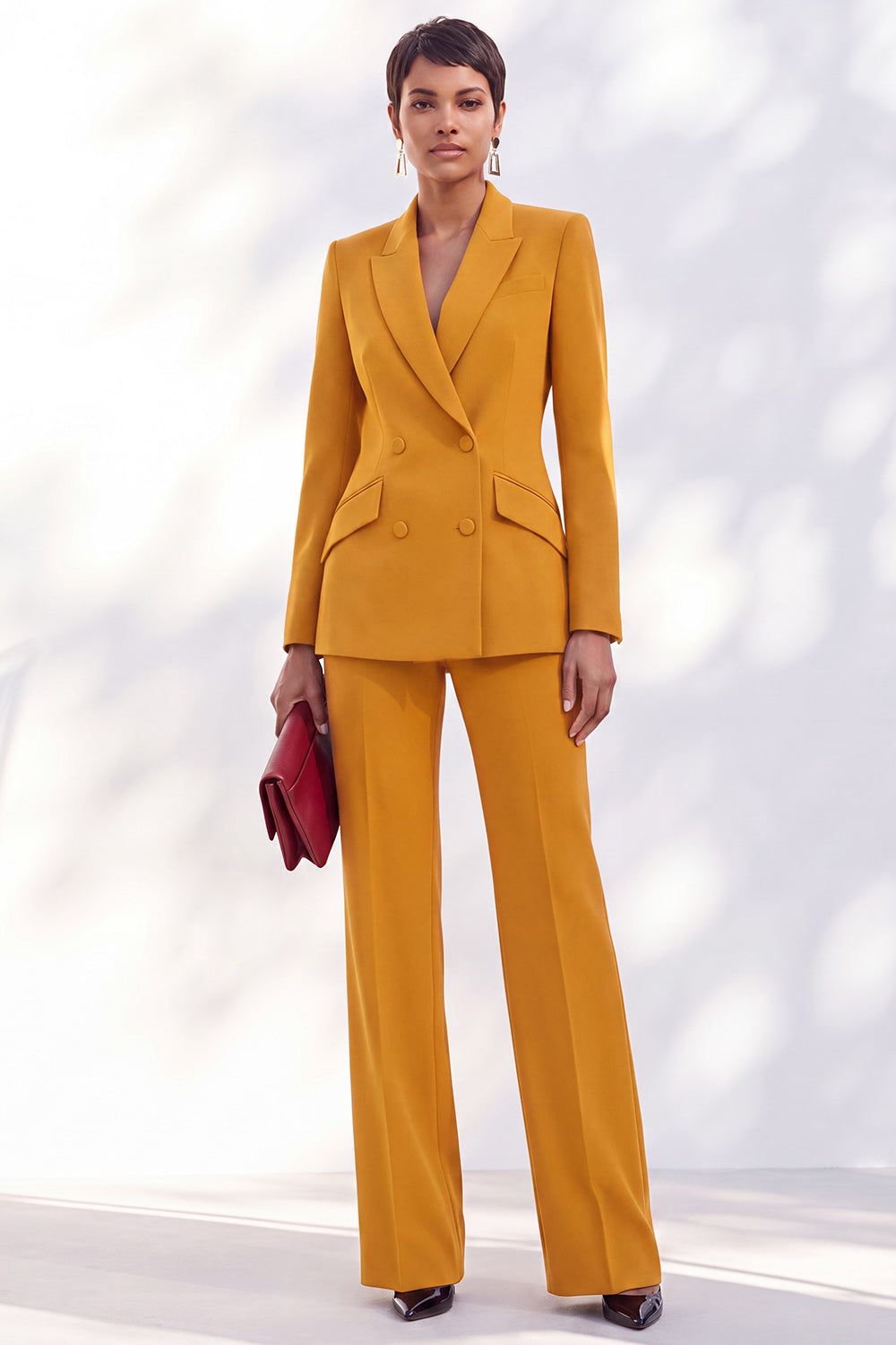 Double Breasted Acacia Peak Lapel Slim Fit 2 Piece Work Suits