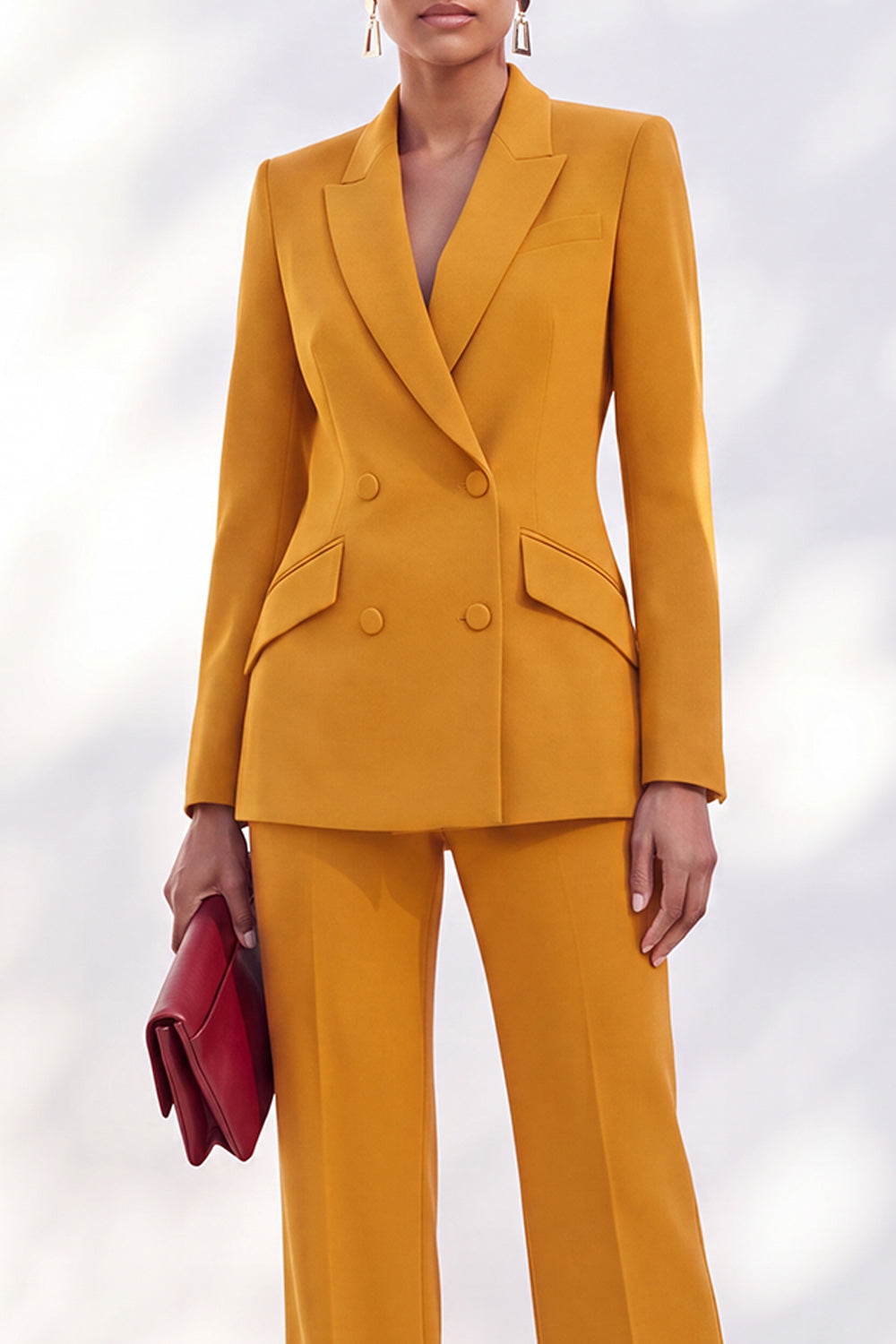 Double Breasted Acacia Peak Lapel Slim Fit 2 Piece Work Suits
