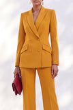 Double Breasted Acacia Peak Lapel Slim Fit 2 Piece Work Suits