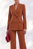 Double Breasted Acacia Peak Lapel Slim Fit 2 Piece Work Suits