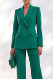Double Breasted Acacia Peak Lapel Slim Fit 2 Piece Work Suits