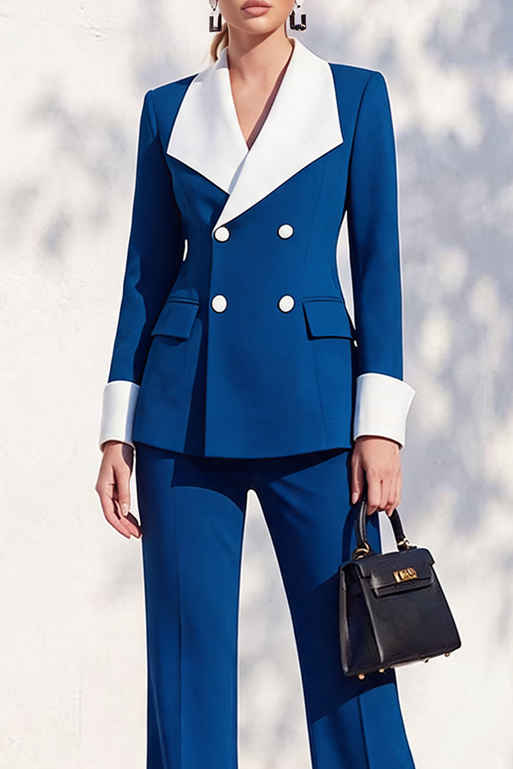 Berlin Blue Slim Fit Shawl Lapel Double Breasted 2 Piece Work Suits