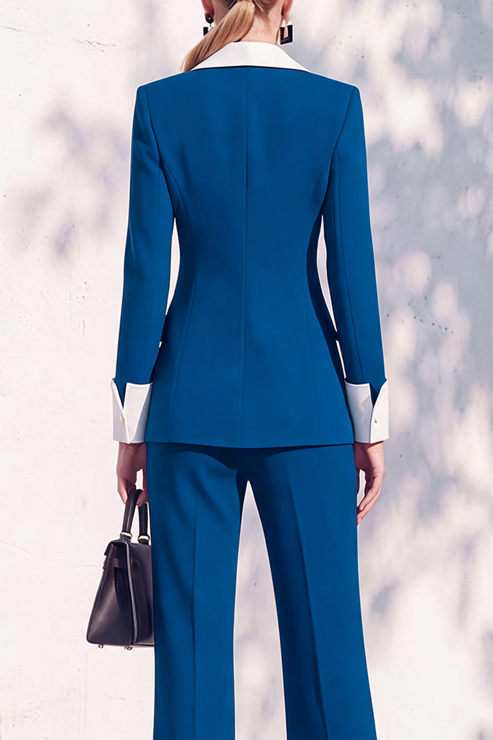Berlin Blue Slim Fit Shawl Lapel Double Breasted 2 Piece Work Suits
