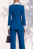 Berlin Blue Slim Fit Shawl Lapel Double Breasted 2 Piece Work Suits