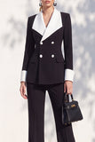 Berlin Blue Slim Fit Shawl Lapel Double Breasted 2 Piece Work Suits