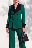 Berlin Blue Slim Fit Shawl Lapel Double Breasted 2 Piece Work Suits