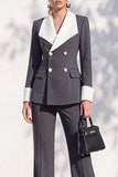 Berlin Blue Slim Fit Shawl Lapel Double Breasted 2 Piece Work Suits