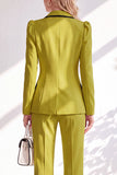 Notched Lapel Brown Slim Fit Double Breasted 2 Piece Work Suits