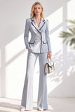 Notched Lapel Brown Slim Fit Double Breasted 2 Piece Work Suits