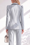 Notched Lapel Brown Slim Fit Double Breasted 2 Piece Work Suits
