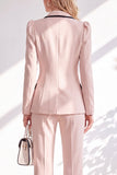 Notched Lapel Brown Slim Fit Double Breasted 2 Piece Work Suits