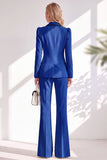 Notched Lapel Brown Slim Fit Double Breasted 2 Piece Work Suits