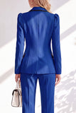 Notched Lapel Brown Slim Fit Double Breasted 2 Piece Work Suits