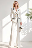 Notched Lapel Brown Slim Fit Double Breasted 2 Piece Work Suits