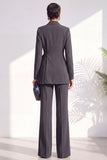 Shawl Lapel Dusty Green Pleated 2 Piece Work Suits with Sash
