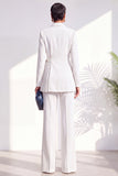 Shawl Lapel Dusty Green Pleated 2 Piece Work Suits with Sash